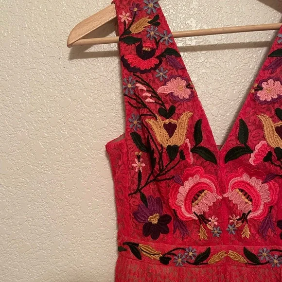 French Connection | Dresses | Embroidered Red Dress | Poshmark